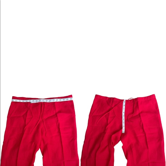 London Jean Linen Pants Womens size 10 Red Tie Waist - Picture 2 of 4